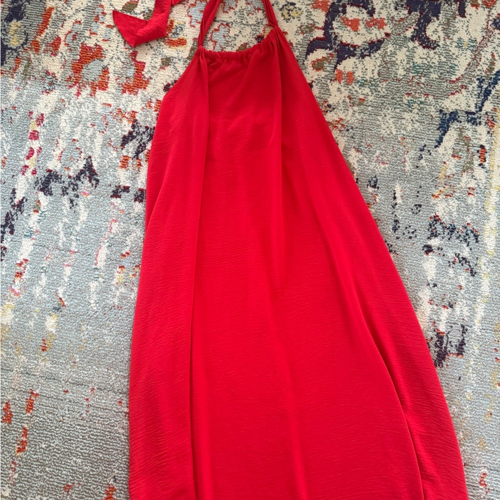 Vibrant Red Halter Neck Dress